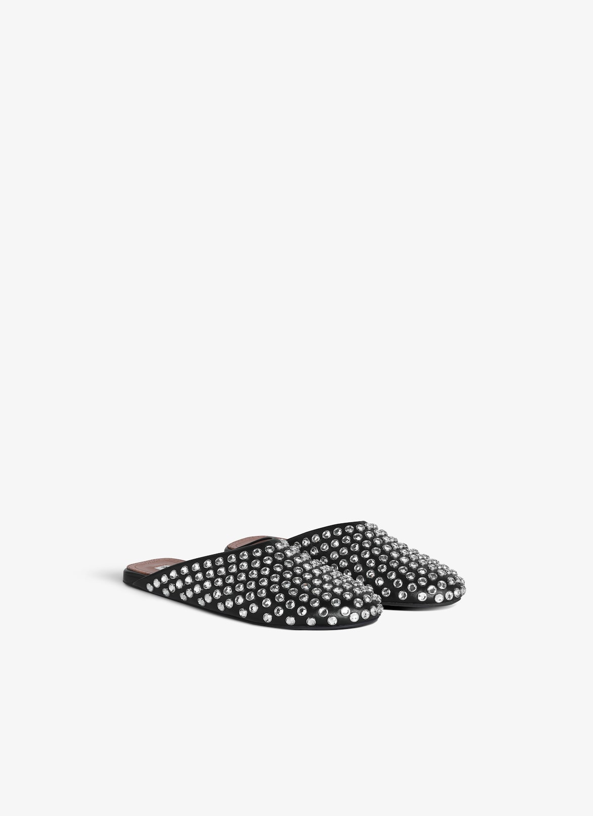 FLAT MULES IN STRASS LAMBSKIN ALAÏA BLACK FLAT MULES IN STRASS LAMBSKIN